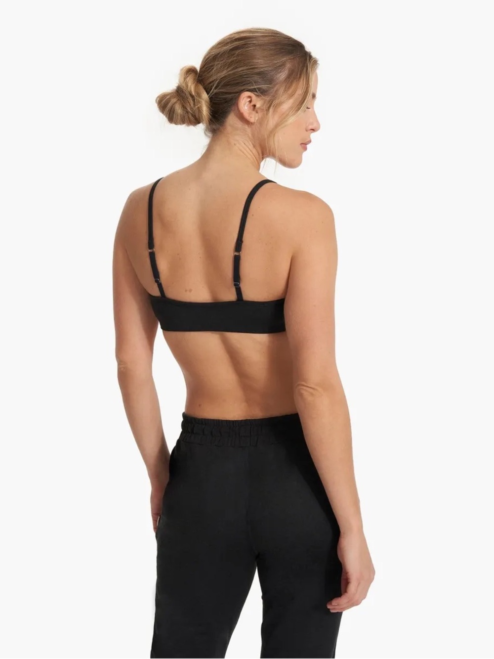 Vuori Halo Essential Bra Small in Black Heather Minimal Coverage Secure Fit - Picture 3 of 8
